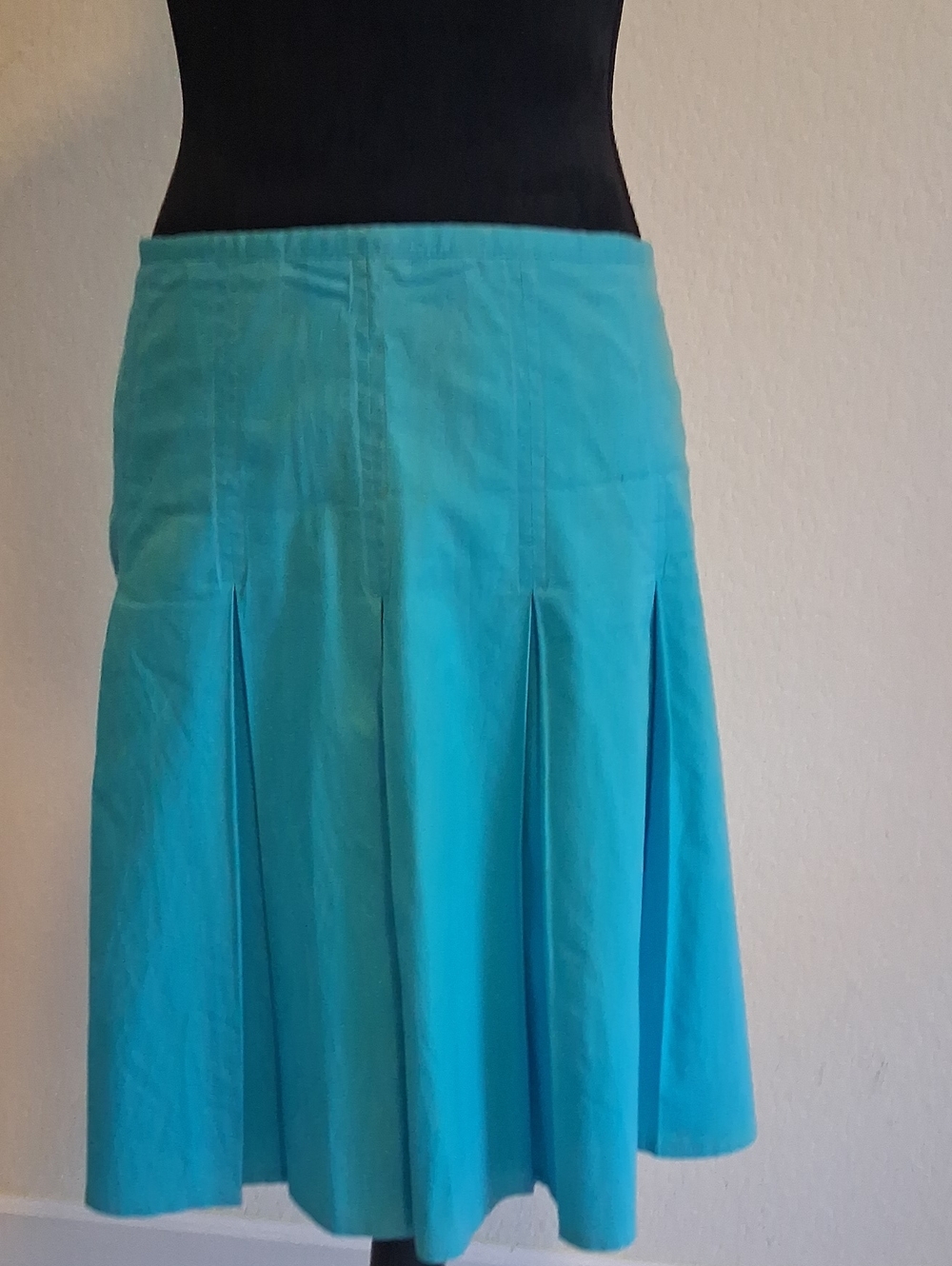 Turquoise Pleated A-Line Womens Skirt